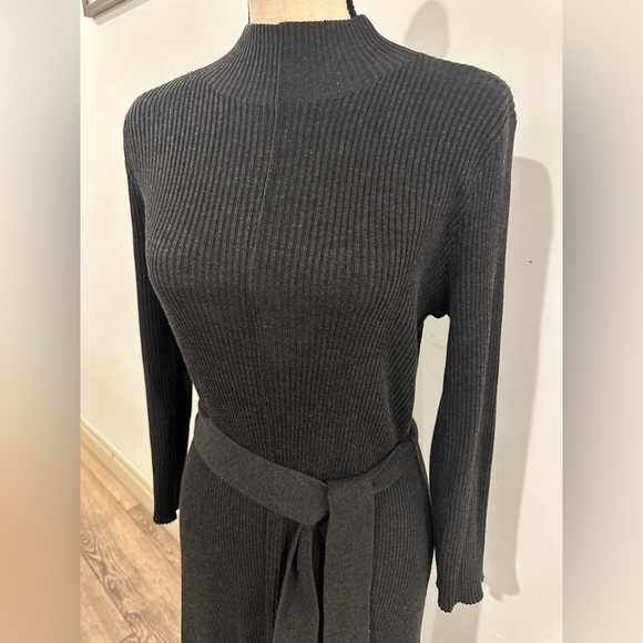 Calvin Klein Elegant Black/Grey Knit Dress L sweater dress - Picture 2 of 7